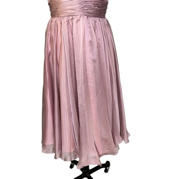 Mac Duggal 49494 Pink Sleeveless Chiffon A-Line Tea Length Cocktail Dress | 8 - Picture 7 of 10